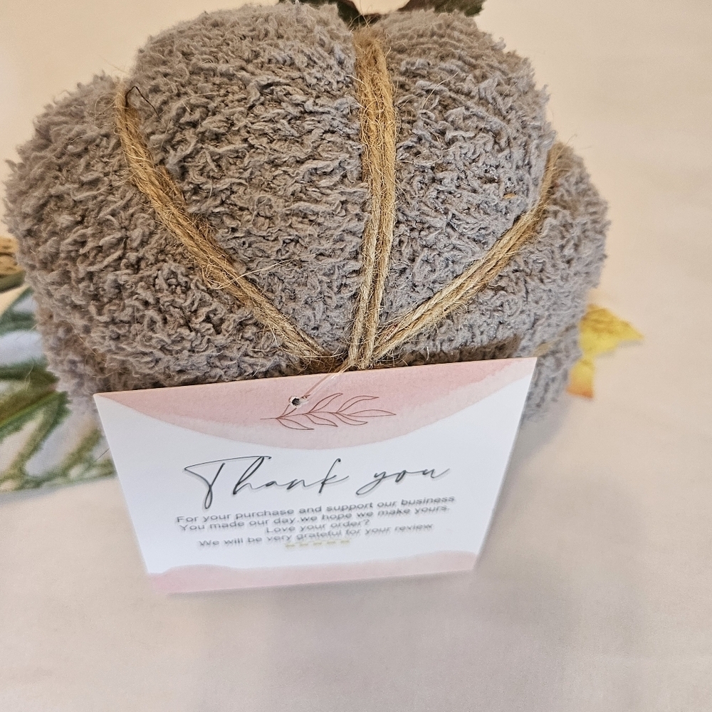 Hand Crafted Fabric Pumkins trio holiday decor harvest motif fall handmade art - Picture 12 of 16